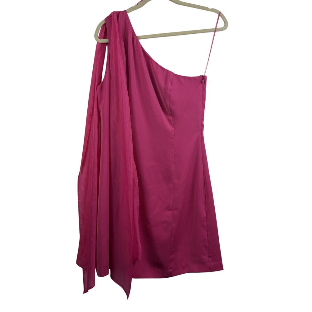 Adelyn Rae NWT Dress Medium Pink One Shoulder Neck Drape Mini Sheath Barbiecore